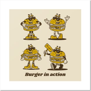 Burger in action Posters and Art